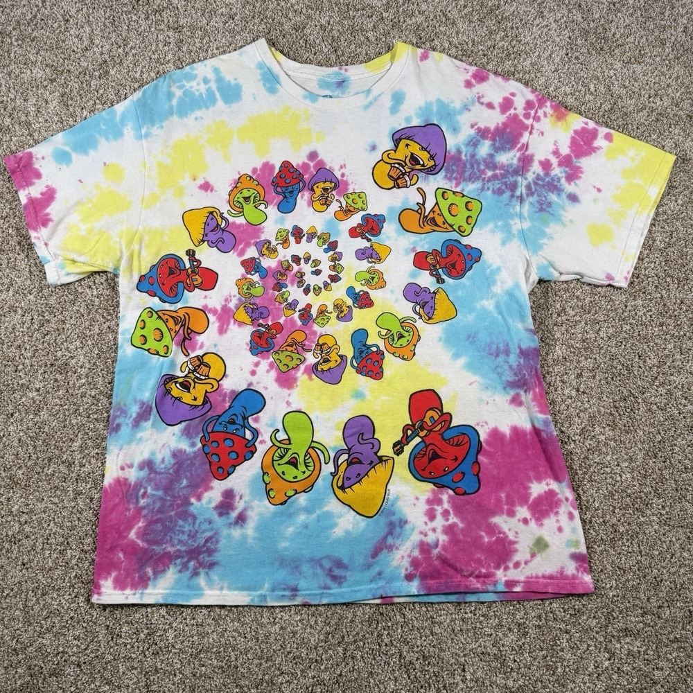 Mushroom‎ Liquid Blue Tie-Dye Short Sleeve T-Shirt Size XL